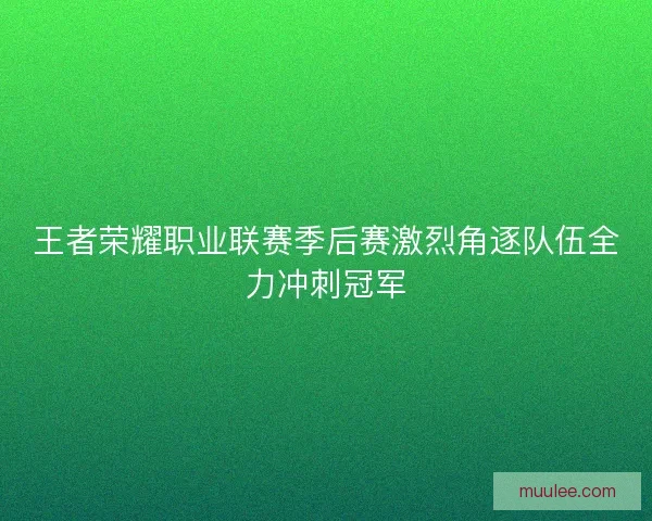 王者荣耀职业联赛季后赛激烈角逐队伍全力冲刺冠军 王者荣耀职业联赛季后赛激烈角逐队伍全力冲刺冠军