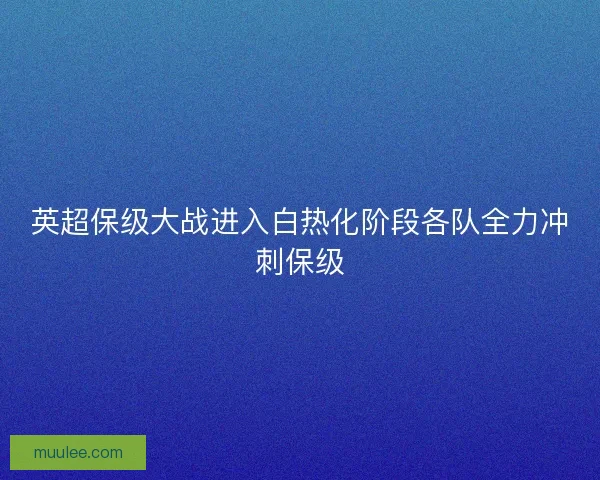 英超保级大战进入白热化阶段各队全力冲刺保级 英超保级大战进入白热化阶段各队全力冲刺保级